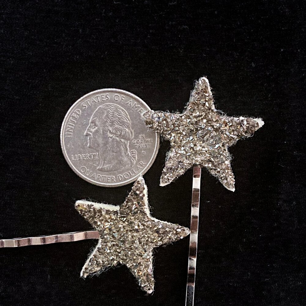UNUSED Sterling + VTG Glass STAR Hair Clips Ornaments  Catbird Sue Eggen Ltd Ed - Picture 2 of 7